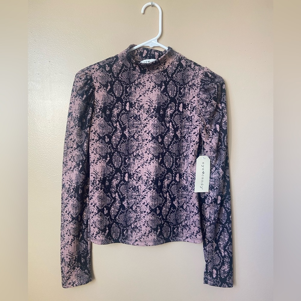 NWT Eye Candy Womens Small Soft SNAKE Skin Pink & Black